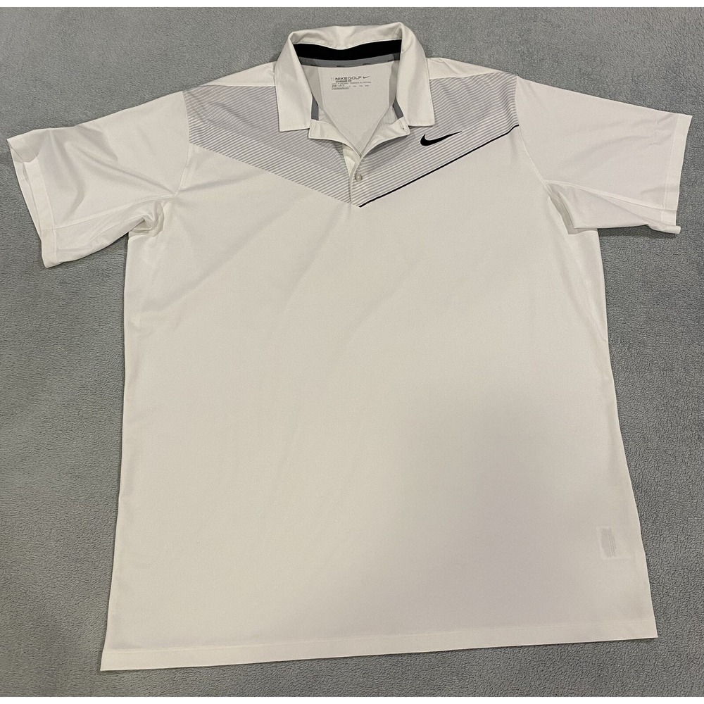 Nike Golf Dri Fit Polo 2XL Carolina Panthers Football White Short Sleeve Shirt